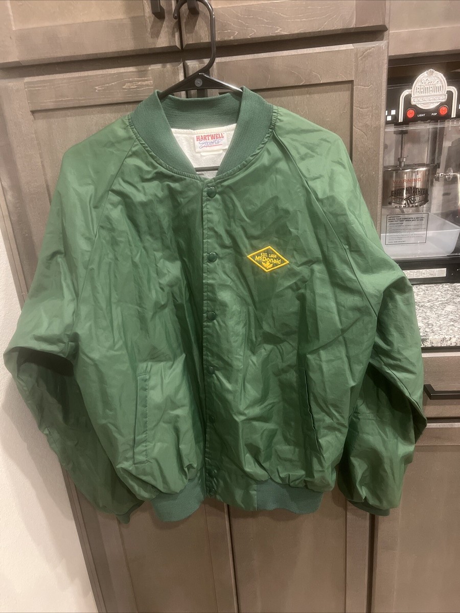 Vintage 90s Hartwell USA AY McDonald Employee Satin Bomber Jacket Men’s M  READ