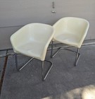 Vintage Pair of Mid Century Modern Chrome Bauhaus Cantilever Fiberglass Chairs C