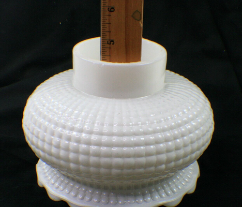 Vintage Milk Glass Hobnail Glass Lamp Shade Ruffled top 2.5" ID 3" OD Fitter L2 - Picture 3 of 5