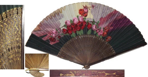 Handmade Mujer Multicolor ventiladores de mano Vintage