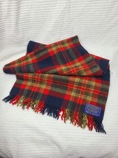 Vtg Pendleton Wool Mills Tartan Plaid Scarf 12"x48" Usa Primary Colors 60s 70s