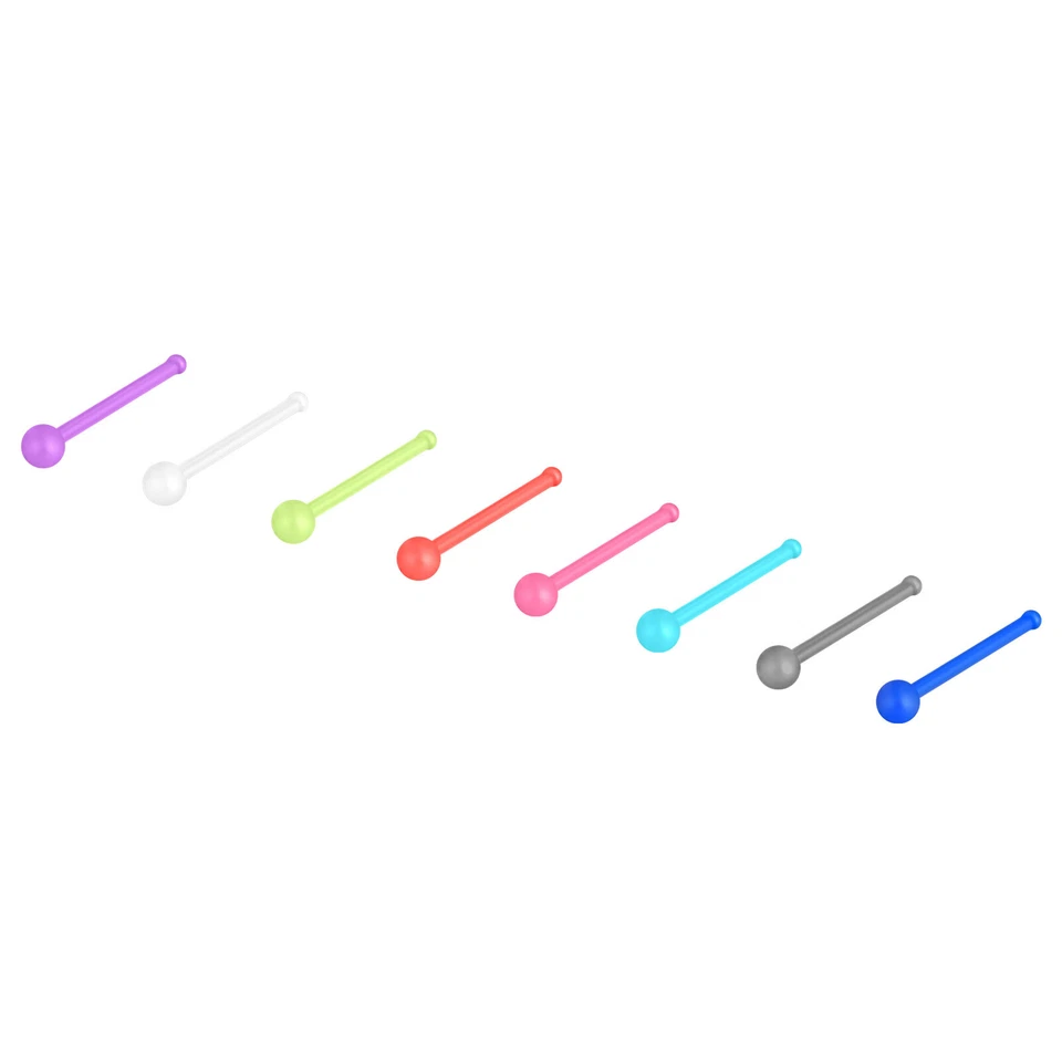 8-24件装鼻环亚克力固定器彩色唇钉螺旋Daith耳环20G — 第 4/4 张图片