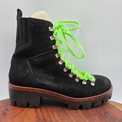 Jeffrey Campbell Culvert Boots Women's Black Suede Sherpa Lug Combat  Platform