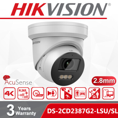 Hikvision DS-2CD2387G2-LSU/SL 8MP IP Camera ColorVu Two-way Audio Strobe Light 