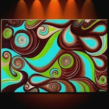 Original Modern handmade signed framed Painting Largest Abstract Art Canvas Home