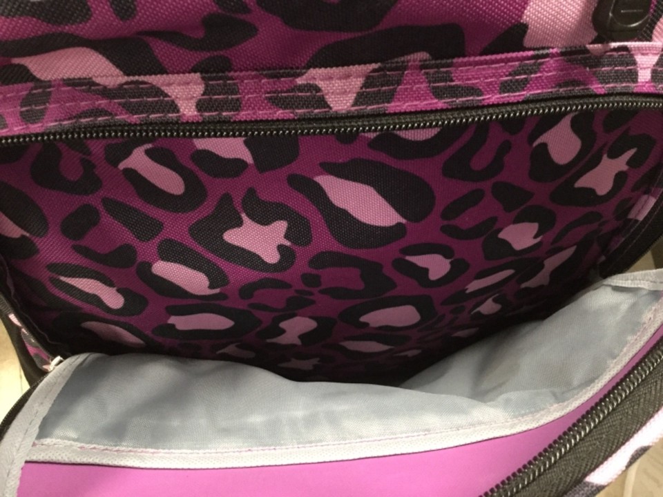 Girls Backpack Purple Black Beige Five Exterior Carry Pockets Large