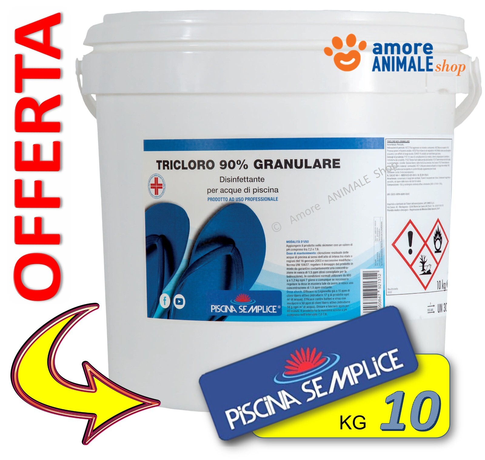 LAPI Cloro TRICLORO 90% Granular → 10 Kg - Tratamiento Agua Piscina