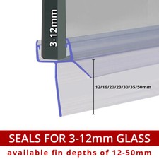Shower Screen Seals | 3 - 12mm Glass | For 12 - 50mm Gaps | Bath Screen Door