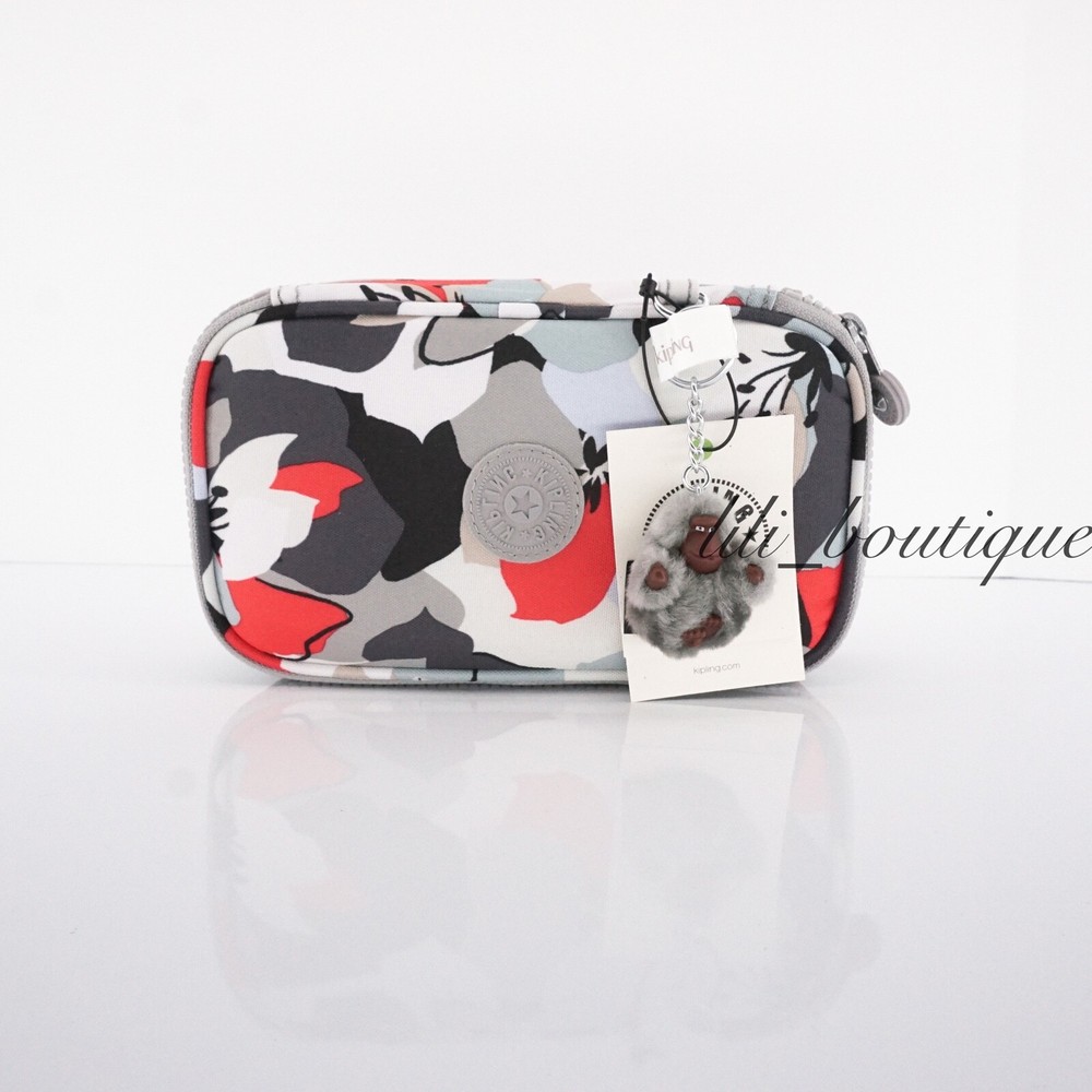 NWT Kipling AC8236 50 Pens Case Cosmetic Accessory Box Polyester Vivid Garden 42
