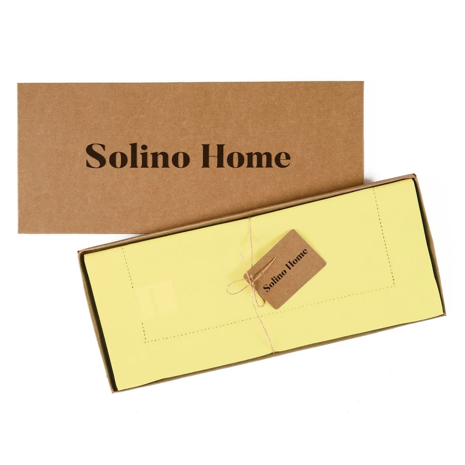 Corredor de mesa Solino Home algodón lino dobladillo 14 x 108 para otoño color amarillo Foto 4 de 4