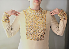 ORIGINAL Rare 1960s Rhinestone  Metallic Gold Cocktail Mini Dress