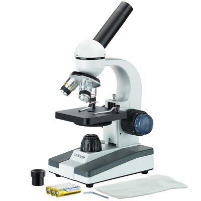 AmScope 40X-1000X Verbindung Mikroskop Ganzmetall Optisch Linse Schüler Schule