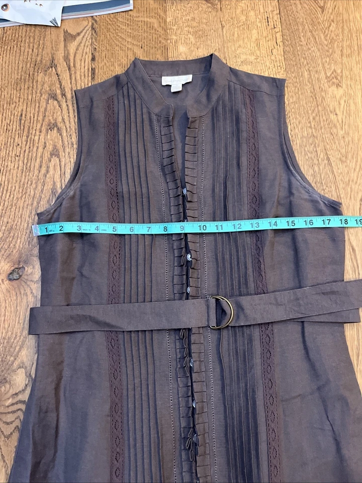 Charter Club Linen Dress Button Up Belted Brown, Women's Size 8 - Image 4 of 4