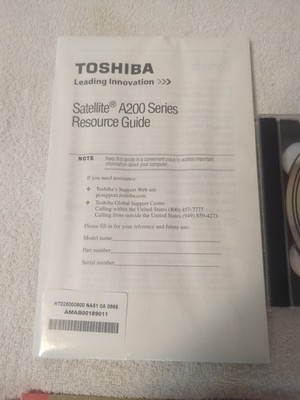 Toshiba Recovery Discs Satellite A200 Guide Windows Vista OEM-2 Discs Included