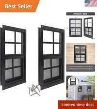 12" x 18" Shed Windows with Tempered Glass and Fiberglass Screen, 2 Pack Smal...