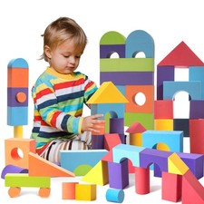 Set of 34 Large Foam Blocks for Toddlers - Stacking Soft Blocks for with Shap...