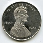 1983 Abraham Lincoln Penny Motif 999 Silver 1 oz Art Medal Round - Q222