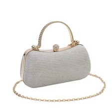 Beaded Clutch Bag Silver or Pink Elegant Evening Handbag with Chain Handle