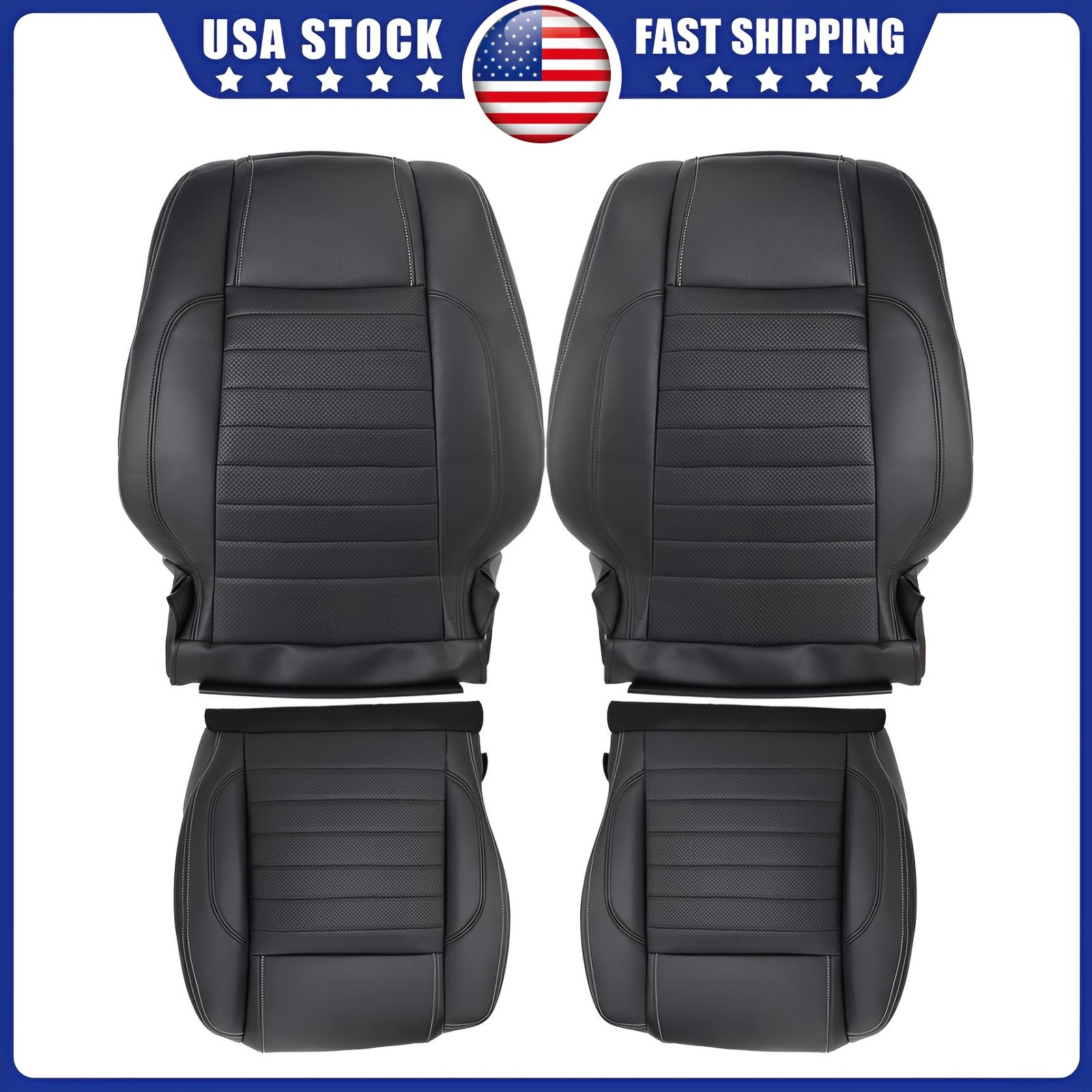 Driver / Passenger Bottom / Top Replace Seat Cover For 2010-2014 Ford Mustang Us