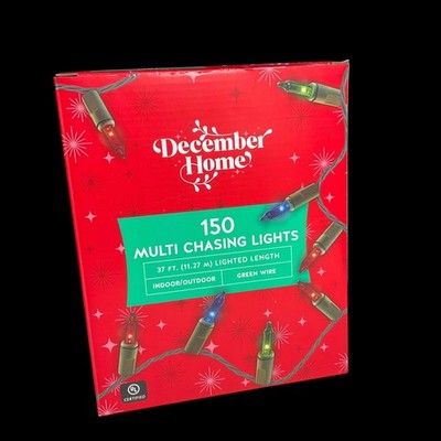 December Home 150 Multi Chasing Lights 37 ft String Lights Christmas Adjustable