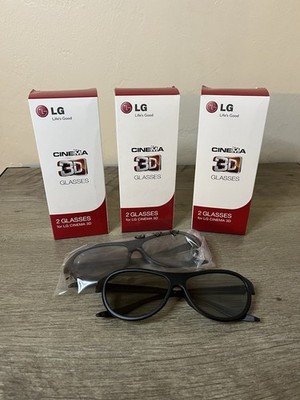 LG Cinema 3D Glasses: Three Boxes with Two Pair of Glasses Each- 6 Glasses Total