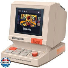 Divoom MiniToo Retro Bluetooth Speaker with Pixel Display, App-Co