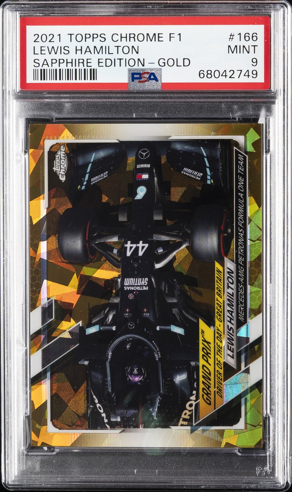 2021 TOPPS CHROME FORMULA 1 SAPPHIRE EDITION GOLD #166 LEWIS HAMILTON 6/50 PSA 9 view 1