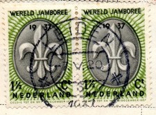 Netherlands 1937, boy scouts World Jamboree, Coat of Arms, 1 1/2 cents