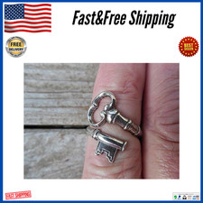Skeleton Key Ring, Handmade, Silver, Vintage, Adjustable, High Quality, USA, NEW