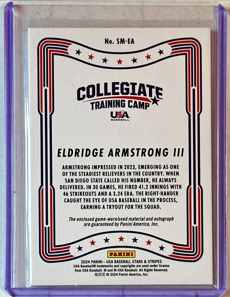 Eldridge Armstrong III 2024 Panini USA Stars & Stripes Jersey Auto #SM-EA - Image 2 of 2