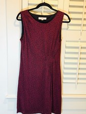 LOFT Dress Women Size M Sleeveless Red Animal Print Ruched Waist Stretch EUC