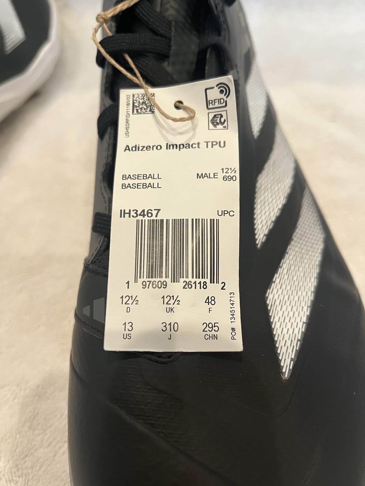 Size 13-Adidas Adizero Impact TDU Men’s Baseball Cleats Black/White/Team Grey thumbnail 6