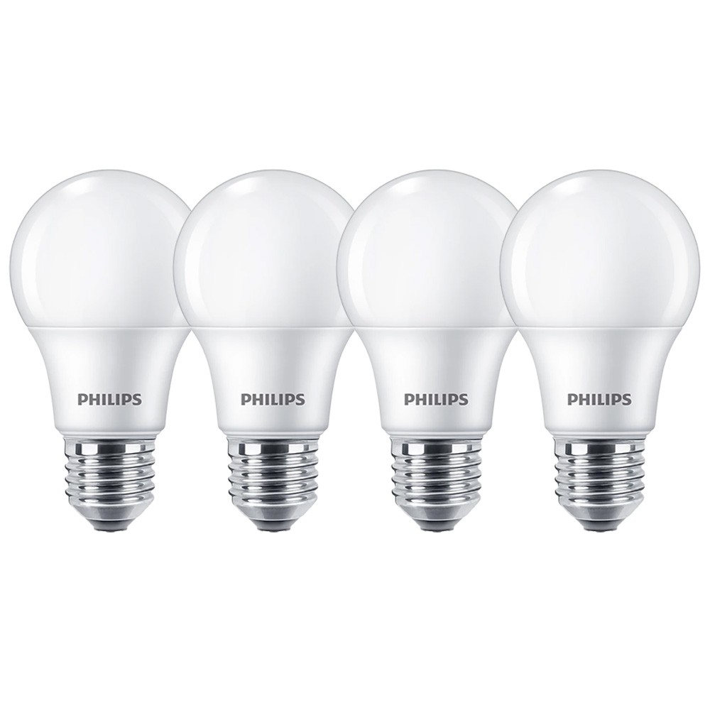 4 x Philips LED Bulb A60 8W = 60W E27 Frosted 806lm Warm White 2700K