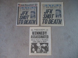 JFK John F Kennedy Assignation (3) Newspapers Anniversary NY Post Daily News
