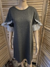 Luxology Dress Women's Size M Gray Knee Length Bell Short Sleeve Boho