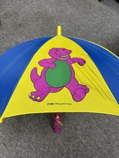Barney Kids Umbrella 1992 Vintage Collectible Dinosaur Purple Green Lyons Works 