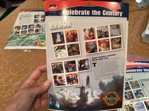 USPS CELEBRA EL SIGLO 1900-1990. Juego completo de 10 hojas de estampillas ~ SELLADAS - Imagen 10 de 11