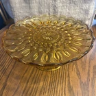 Vintage Anchor Hocking Fairfield Glass Cake Plate Pedestal Stand Honey Amber 10"
