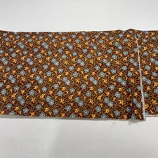 quilting cotton fabric brown blue flowers vines 28x48 1.3 yard