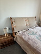 Solid Wood (walnut) Bed Frame With Mattress.