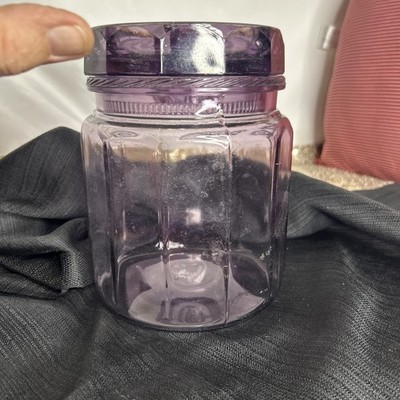Antique Glass Tobacco Humidor Jar w/ Ashtray Patent 1915 Cigar Dark  Amethyst WOW