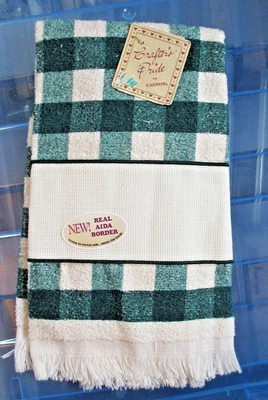 Crafter's Pride Kitchen Classic Check Cross Stitch Towel - Vanilla / Evergreen