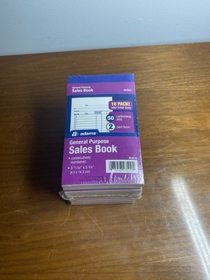 Adams General Purpose Sales Book, 2-Part, Carbonless White/Canary, 3-11/32'' 10pk
