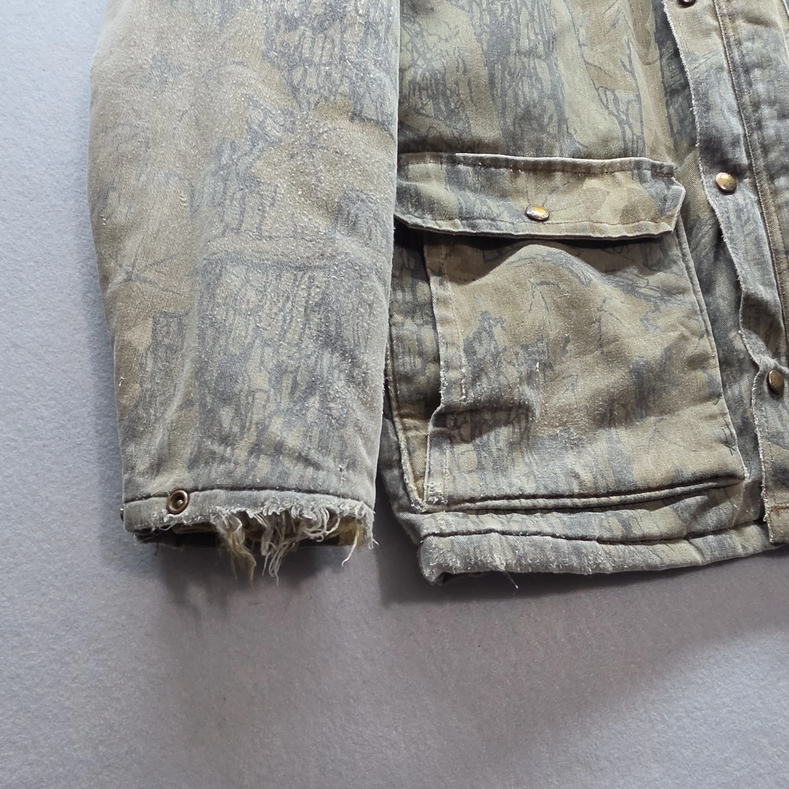 VTG 90s Mossy Oak Treestand Camo Jacket Mens Medium 3 Pocket Field Hunting Coat - product detail image 12