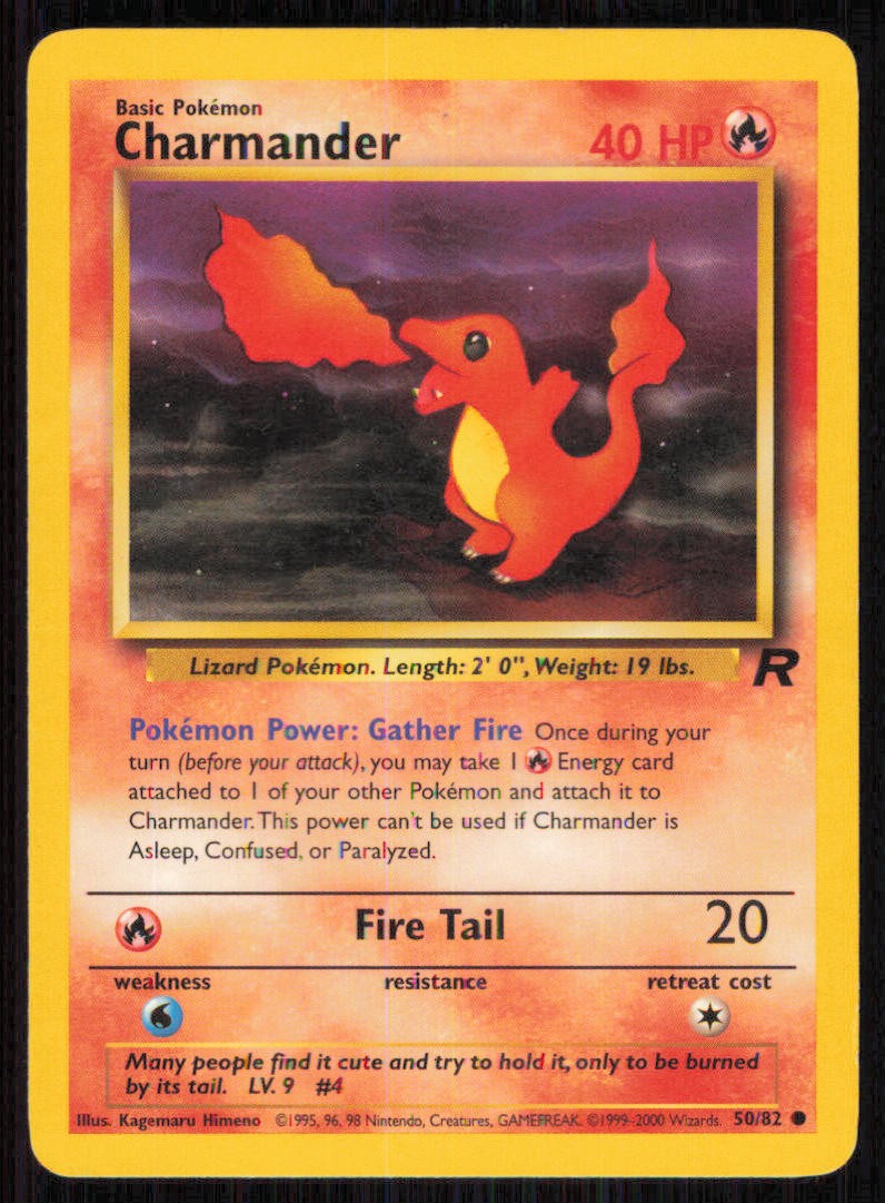 Charmander 50/82 Common Team Rocket Pokemon Unlimited Lightly Played