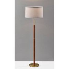 Adesso Brass Walnut Rubber Solid Wood Finish Floor Lamp