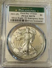 2021 T1 Emergency Issue American Eagle 1oz .999 Silver $1coin PCGS MS70 FDOI. NR