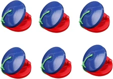 6Pcs Wooden Finger Castanets, Blue and Red Castanet Musical Instruments Rhythm K