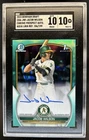 2023 Bowman Draft Jacob Wilson Chrome Auto Aqua Lava Refractor 1st #/199 SGC 10