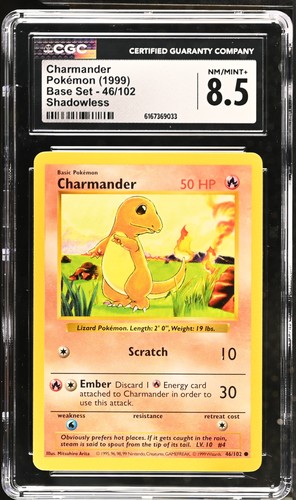 Charmander (Shadowless) graded CGC 8.5 for sale on eBay